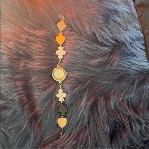 Gold and Black Charm Bracelet watch